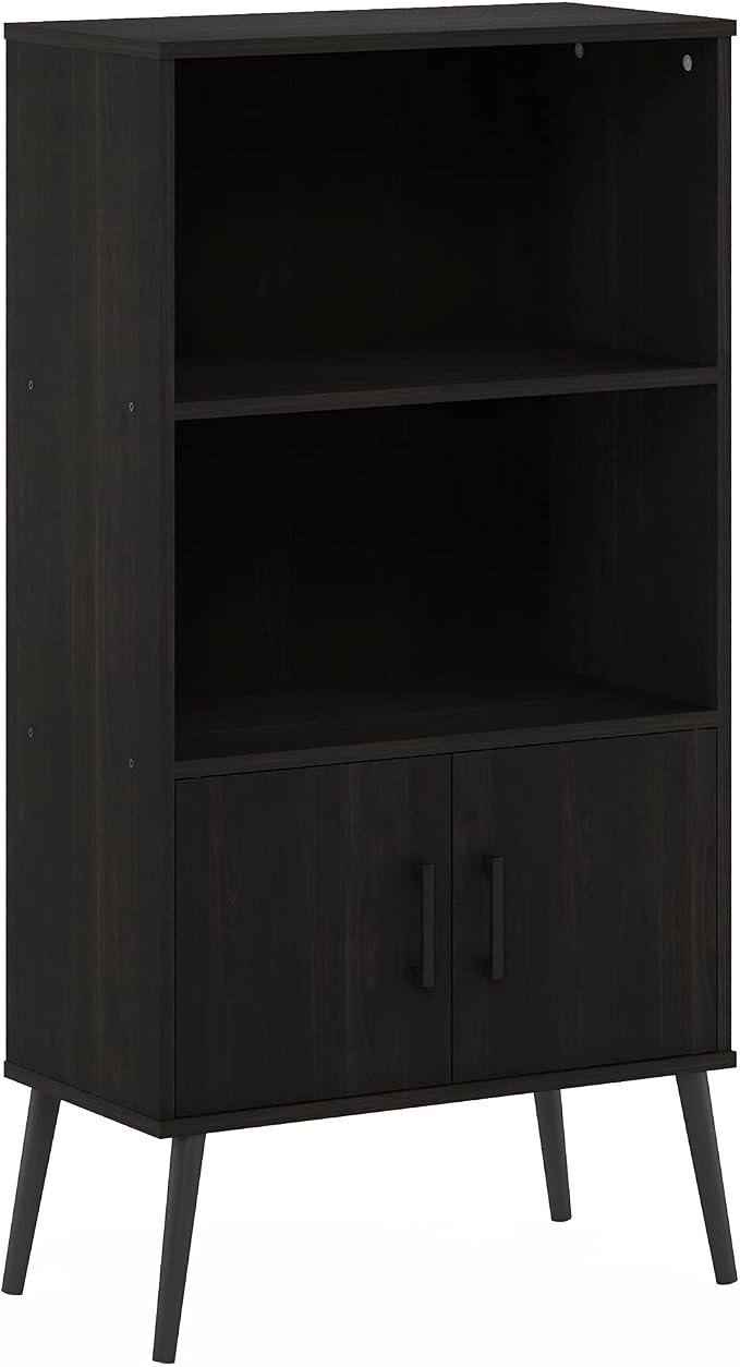 Furinno Claude Mid Century Style Accent Wooden Leg Bookcase Cabinet - Image 5