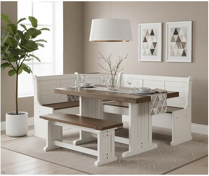 Pemberly Row Dining Set Wood, Rectangular in Off White - Image 9