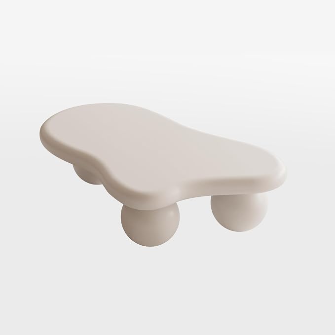 47.2” Cloud Coffee Table with 3 Ball Legs, Modern Irregular Center Table - Image 6