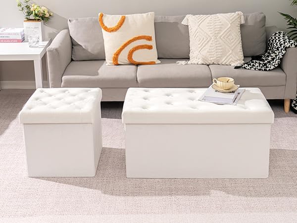 B FSOBEIIALEO Folding Storage Ottoman, Long Ottomans Shoes Bench, Velvet - Image 8