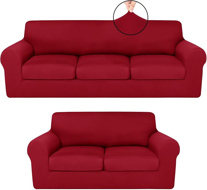 HunnmingRe Sofa Covers for 3 Cushion Couch Stretch Sofa and Loveseat Covers Set by HunnmingRe