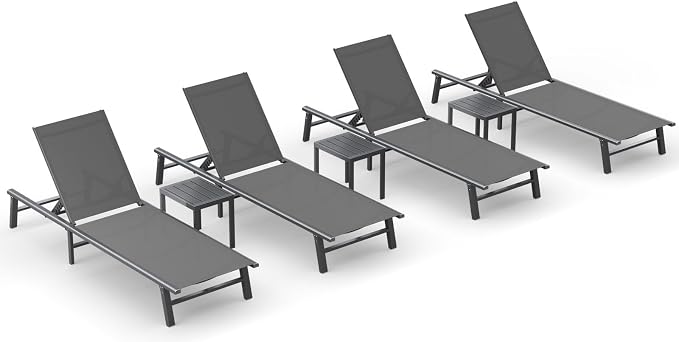 Ciokea Foldable Outdoor Lounge Chair Set of 4 by CIOKEA