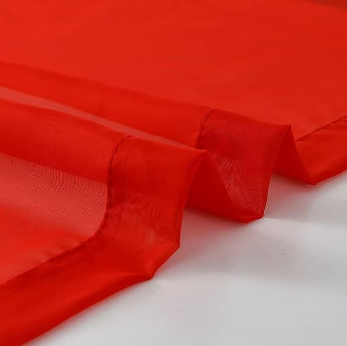 SpaceDresser Sheer Red Curtains 4 Panels Rod Pocket Semi-Sheer Curtain 63 - Image 6