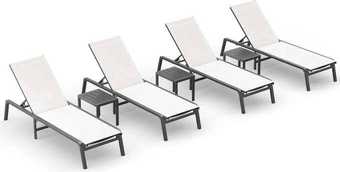 Ciokea Aluminum Foldable Lounge Chairs Set of 4 by CIOKEA