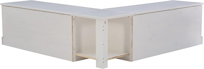 Linon Harris White Solid Pine Backless Nook - Image 4