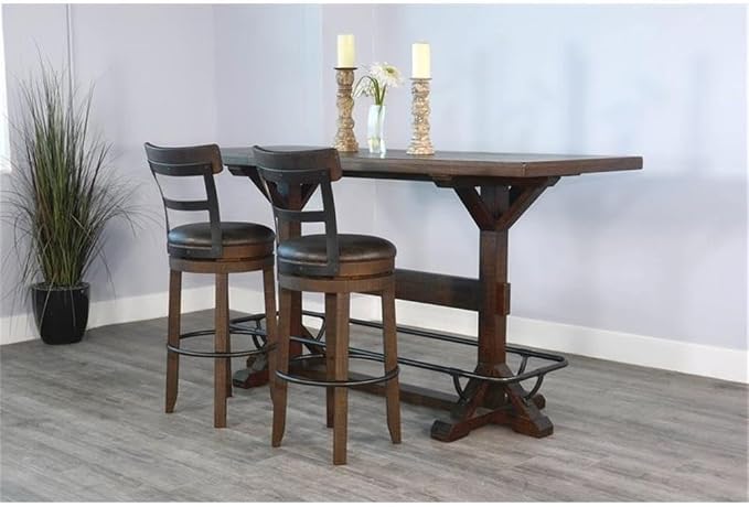 Pemberly Row Set of 3 Wood Bar Unit and 2 Swivel Barstool - Image 5