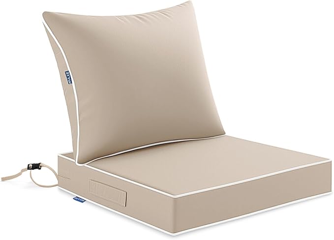 MIULEE Beige Outdoor Seat Cushion 22x24 Inch Waterproof & 3 Year Fade Resistant by MIULEE