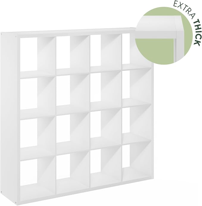 Furinno Cubicle Book Shelf, 16-Cube Bookshelf, Extra Thick Frame Reversible - Image 5