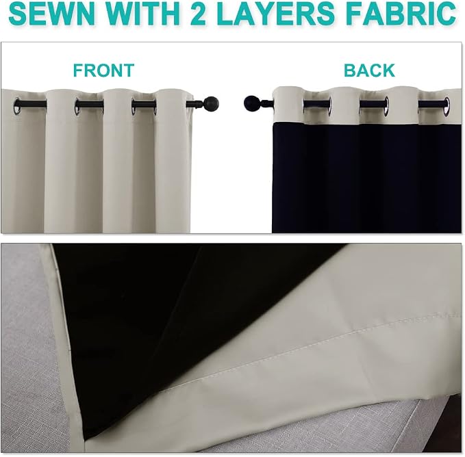 NICETOWN 100% Blackout Window Curtain Panels, Cold and Full Light Blocking - Image 4