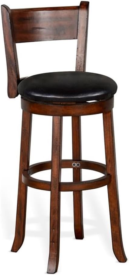 Pemberly Row Set of 3 Polished Brown Wood Bar Unit & 2 Swivel Barstool - Image 3