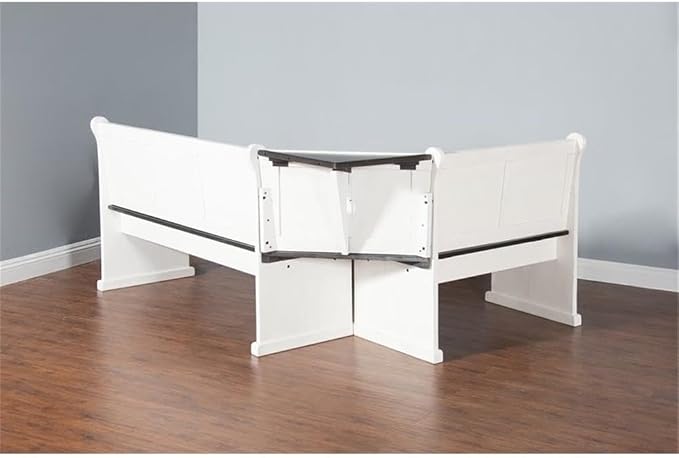 Pemberly Row Wood Breakfast Nook Set, Off White and Dark Brown Finish, Mahogany - Image 9