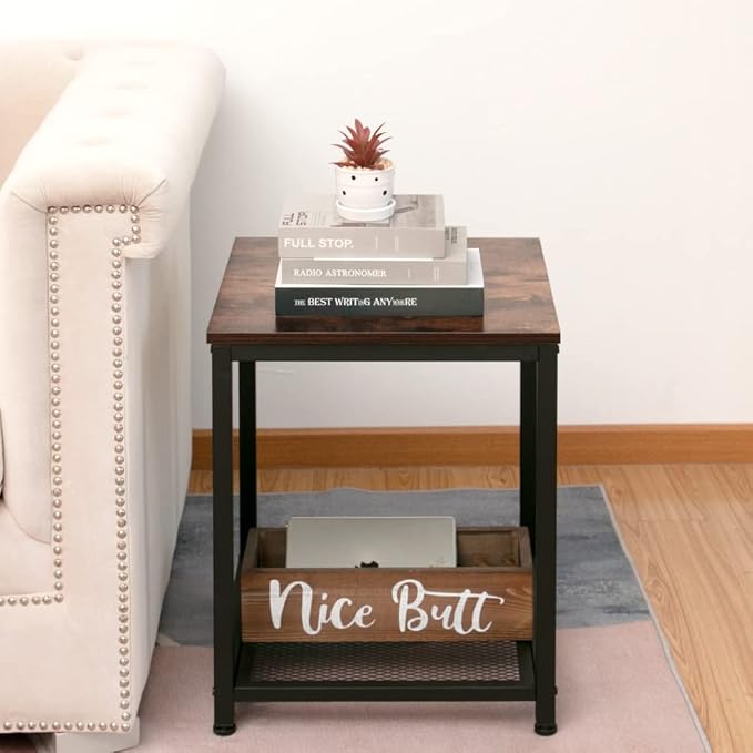Industrial End 2-Tier Side Table - Image 4
