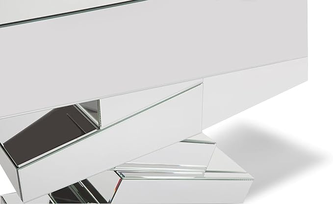ZURI Furniture Modern Naxos Console Table Mirrored Glass Finish Sharp Geometric - Image 5