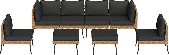 Aoxun 8 Piece Patio Furniture Set, 8 Seats Outdoor Sectional Sofas - Image 9