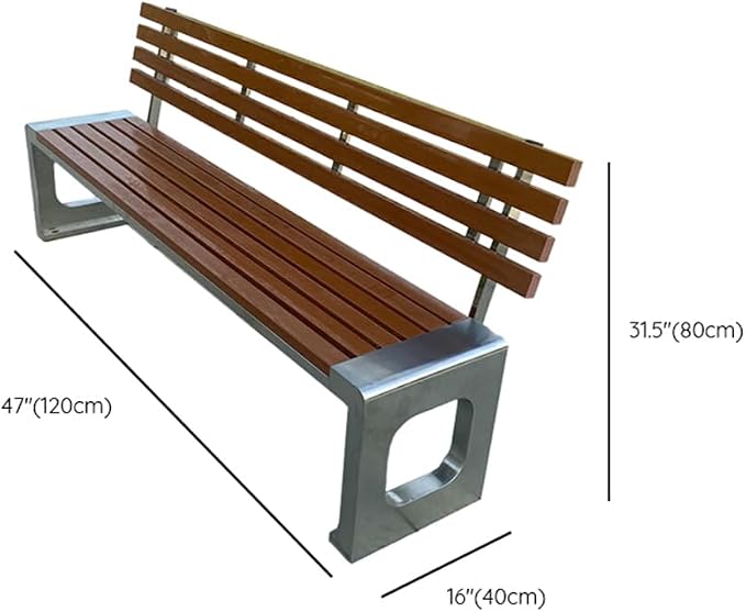 LITFAD Outdoor Indoor Bench Stainless Steel Metal Park Bench - Image 2