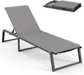 Aluminum Chaise Lounge Chair Outdoor, Foldable& No Assembly Patio Pool Lounge by Oasbira
