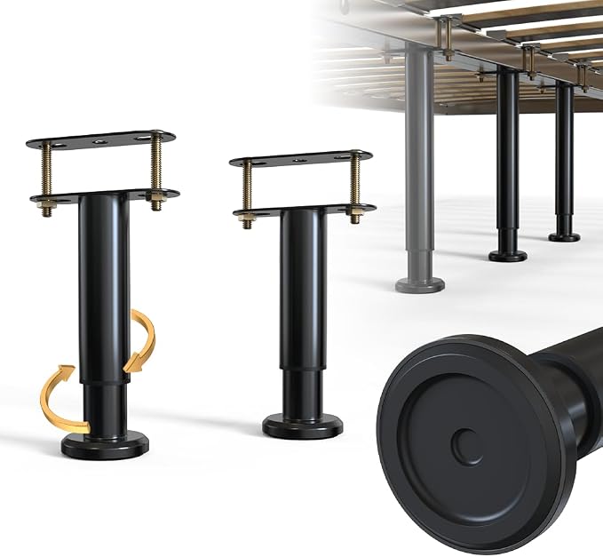 2Pcs Adjustable Height Bed Frame Support Leg, Extra Sturdy Steel Bed Frame by YUEYIN