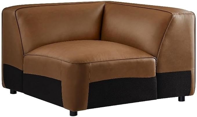 Modway Auren Vegan Leather Corner Modular Chair in Coffee by Modway