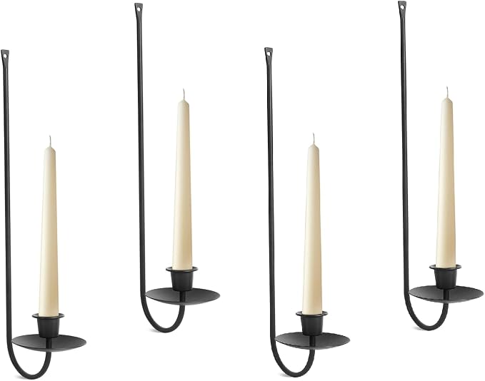 Batoslee Black Wall Candle Holder Set of 4, Stylish Metal Wall Mount Candle by Batoslee