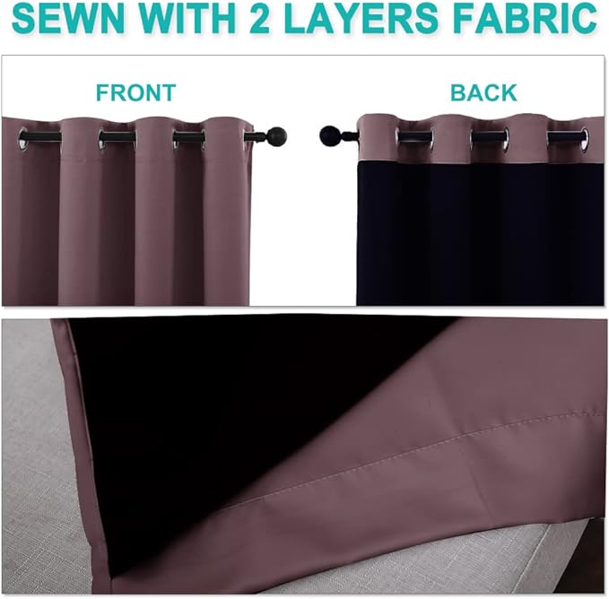 NICETOWN Bedroom Full Blackout Room Warming Curtain Panels, Super Thick - Image 5