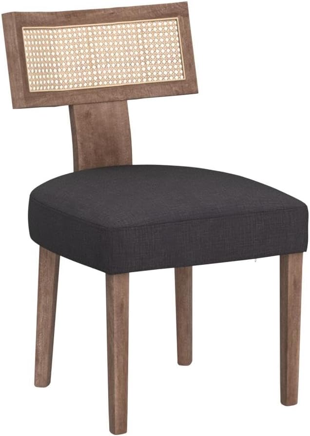 HNY Mid Century Modern Rattan Dining Chairs Set of 6, Farmhouse Linen - Image 5