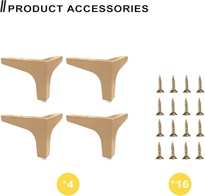 AODIOU Furniture Legs Modern Feet: Gold Metal Furniture Legs 4 Inch DIY - Image 3