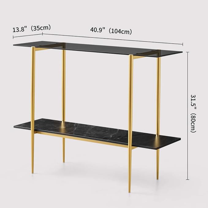 LumFurn Glass Console Table for Living Room, Foyer & Entrance, 2-Tiers - Image 2