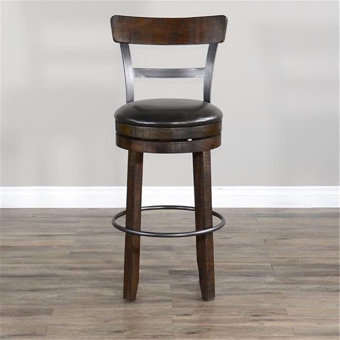 Pemberly Row Set of 3 Wood Bar Unit and 2 Swivel Barstool - Image 9