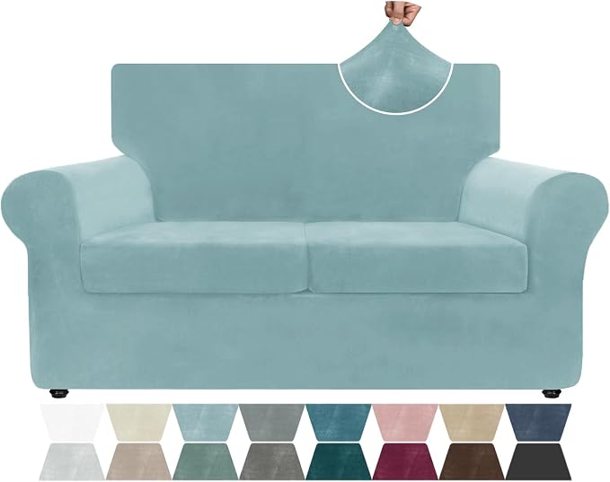 ZNSAYOTX Luxury Velvet Sofa Cover 3 Piece Stretch Loveseat Covers by ZNSAYOTX