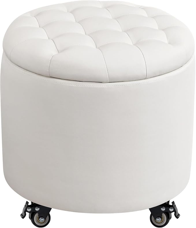 Furniliving Upholstered Button Tufted Round Ottoman by FurnilivingFurnitureforHome