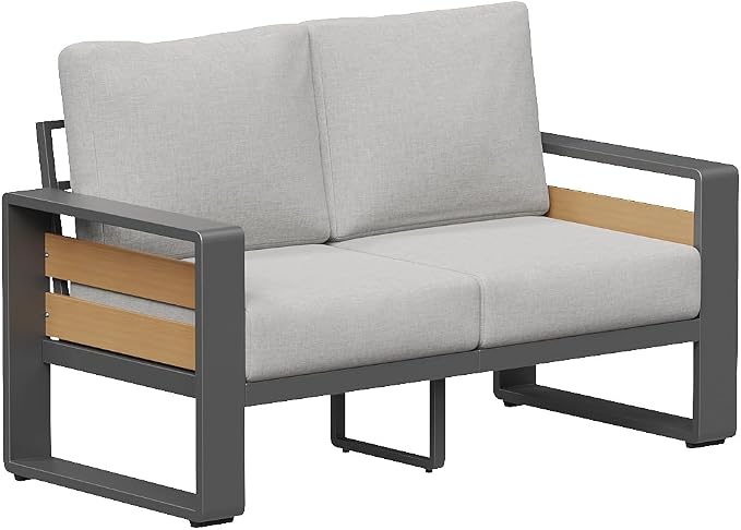 Aoxun Aluminum Outdoor Patio Furniture Set, 2 Seats Metal Sectional Patio by Aoxun