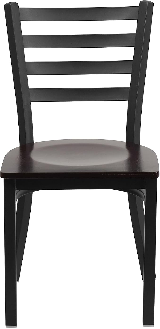 Flash Furniture 2 Pack HERCULES Series Black Ladder Back Metal Restaurant Chair - Image 7