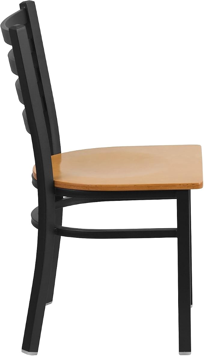 Flash Furniture 2 Pack HERCULES Series Black Ladder Back Metal Restaurant Chair - Image 7