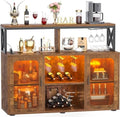 Aheaplus Bar Cabinet with Power Outlets, Liquor Cabinet with Led Lights and by Aheaplus