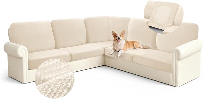 Arfntevss Velvet Sectional Couch Covers L Shape Couch Cushion Covers Slipcovers by Arfntevss