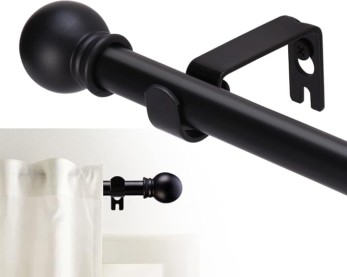GXOACKJ Curtain Rods for windows 32-62 inch, 5/8 inch Decorative Matte Black by GXOACKJ