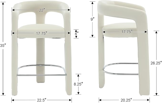 HNY 26 Inch Velvet Modern Tall Barrel Bar Stools Set of 2, Upholstered Barstools - Image 2