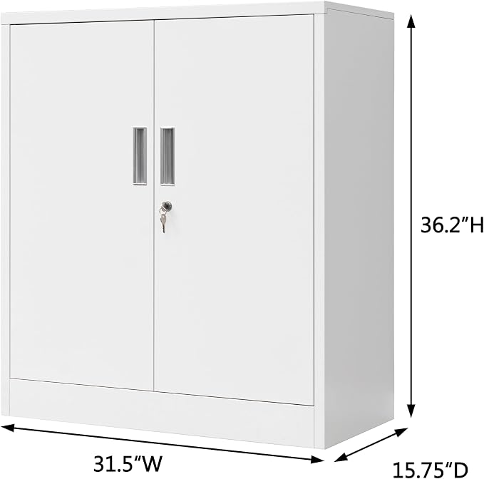 Wanfu Metal Storage Cabinet, Utility Room-White - Image 3