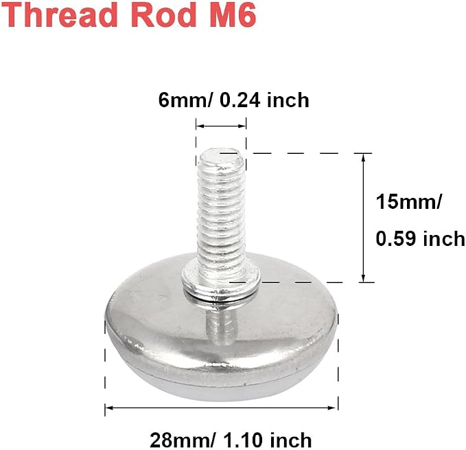 30Pcs Adjustable Furniture Leg Base Leveller Table Leveling Feet Pads, M6 x - Image 3