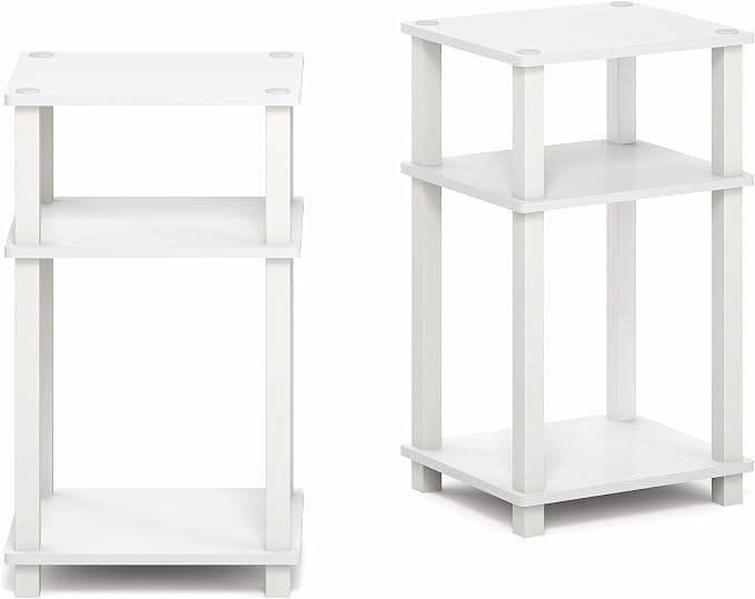 Furinno JUST Side Table Set of 2, 3-Tier Open Shelf Modern End Table, Toolless - Image 6