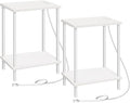 HOOBRO Side Table with Charging Station, Nightstand with 2-Layer Storage Shelves by HOOBRO