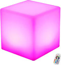 Rechargeable LED Cube Chair, 16 Colors Remote Conctrol Glow Furniture Stool by JUOPTGJ