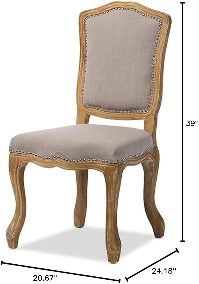 Baxton Studio Chateauneuf French Vintage Cottage Weathered Oak Linen - Image 3