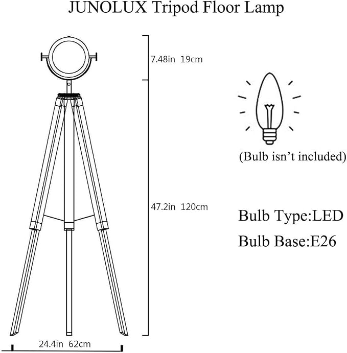 DEC LUCE DECOLUCE LIGHTING Vintage Industrial Tripod Floor Lamp - Image 5