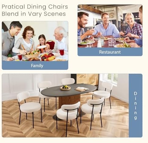 DUMOS Dining Chairs Set of 2, Mid Century Modern Chair Round Upholstered Curved - Image 6
