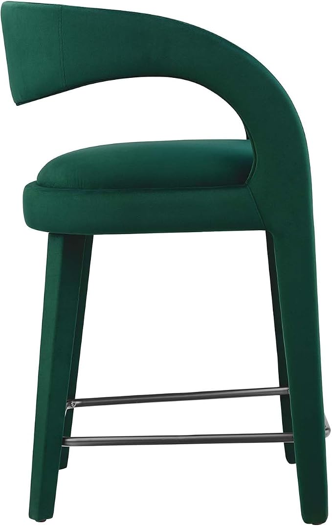 Modway EEI-6566-GRN-BLK Pinnacle Performance Velvet Counter Stool Set of Two - Image 4