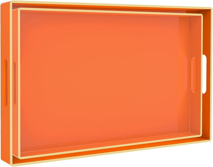 MAONAME Orange Serving Trays Set of 2, Plastic Decorative Trays by MAONAME