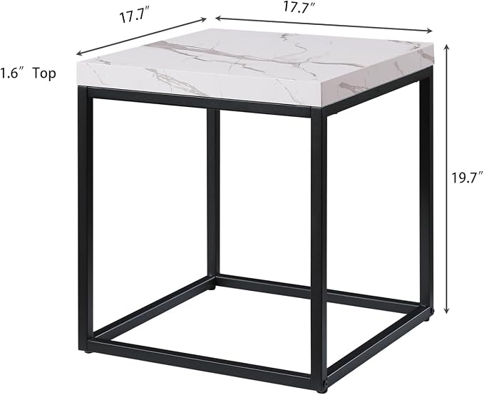 CENSI 18-Inch Marble Accent End Table/Side Table - Image 3