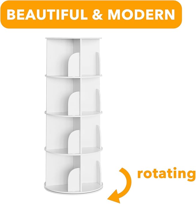 SpaceAid 4 Tier Rotating Bookshelf Tower, Spinning Bookcase Lazy Susan - Image 7