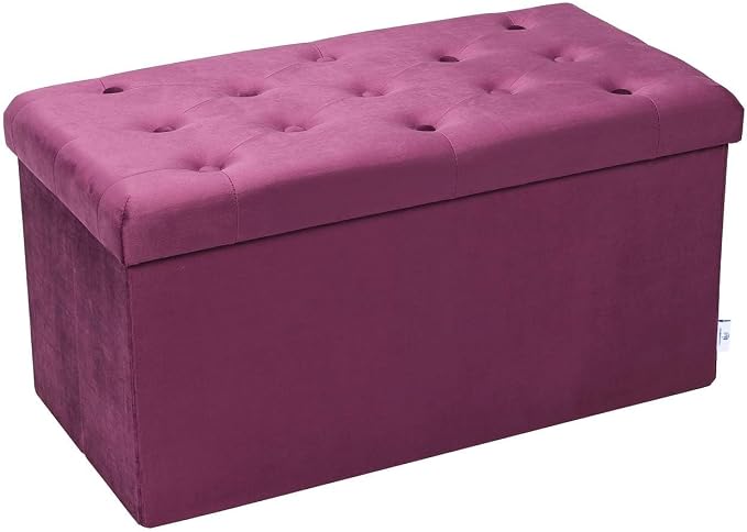 B FSOBEIIALEO Folding Storage Ottoman, Long Ottomans Shoes Bench, Velvet by BFSOBEIIALEO